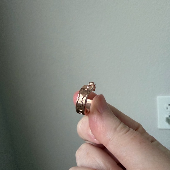 Coach Rose Gold Signature Huggie Earrings - Picture 3 of 4